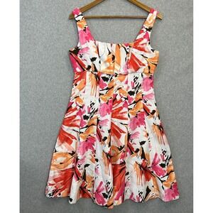 Kathy Roberts Abstract Floral Fit and Flare Dress Spring Office Bright Size 8